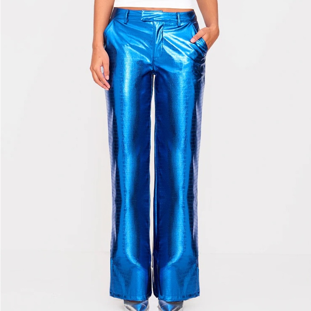 PrettyLittleThing Metallic Crocodile Embossed Cobalt Blue UK 10 US 6